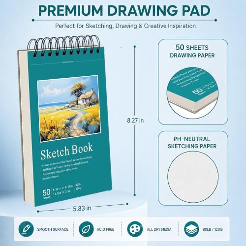 24 Colors Glitter Gel Pens Set with A5 Sketchbook (50 Sheets 120gsm) - Image 6