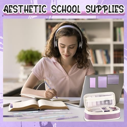 38pcs Aesthetic Office Supplies Kit, Purple Color, Classic - Image 6