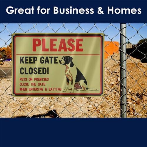 Vintage Metal 'Keep Gate Closed' Sign with Great Dane Illustration - 8x12 Inch Tin Warning Sign for Yard, Home, Kitchen, or Garage Decor - Red Border & Black Text for Easy Visibility, Home Wall Art - Image 3