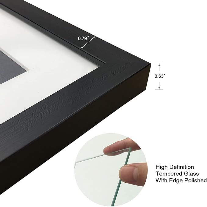 11x14 Picture Frame Set of 3 with Real Glass for Pictures 8x10 with Mat or 11x14 Without Mat, Wall Gallery or Tabletop display Photo Frames in Black