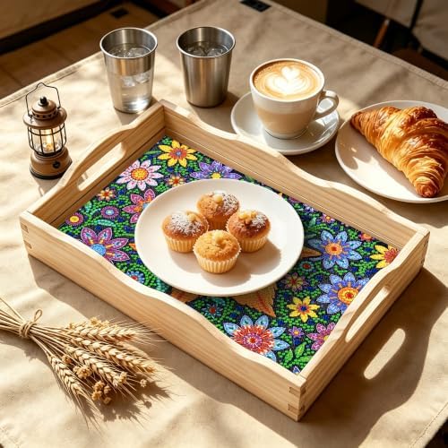 Flower Diamond Art Tray with Handles Arts and Crafts Home Decor 7.8×11.8 in - Image 4