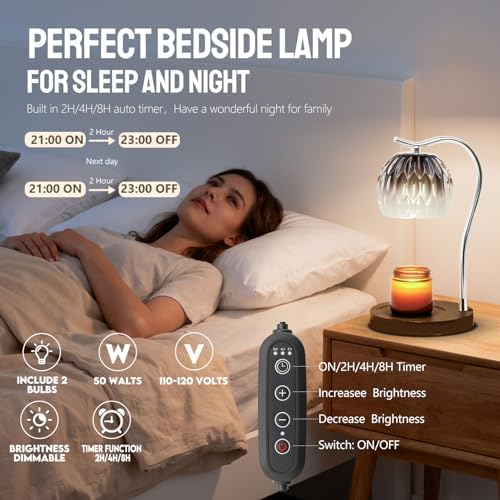 GEEZO Fragrance Candle Warmer Lamp，Electric Candle Warmer with Timer & Dimmer，Mom Christmas Birthday Gifts for Women, House Warming Gifts New Home Bedroom Decor - Image 2