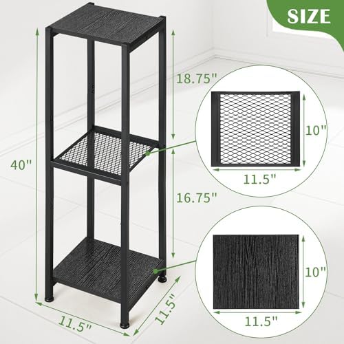Dipion 3 Tier Pedestal Stand,40 Inch Extra Tall Plant Stand Indoor,Black - Image 5