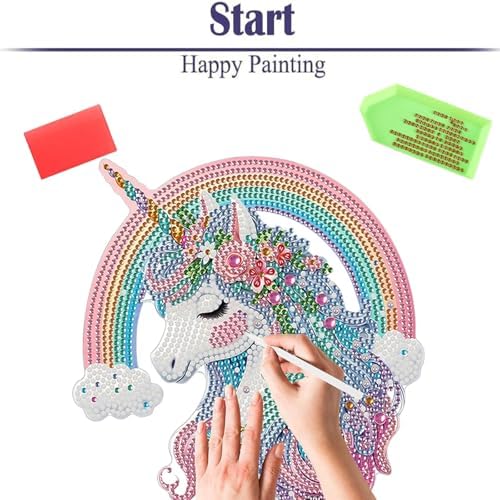 Diamond Painting Kits for Adults Beginners, 5D Full Drill Rainbow Pony Crystal Art Desktop Ornament, DIY Single Sided Home Office Desk Decor, Creative Craft Gift Set with Tools - Image 6