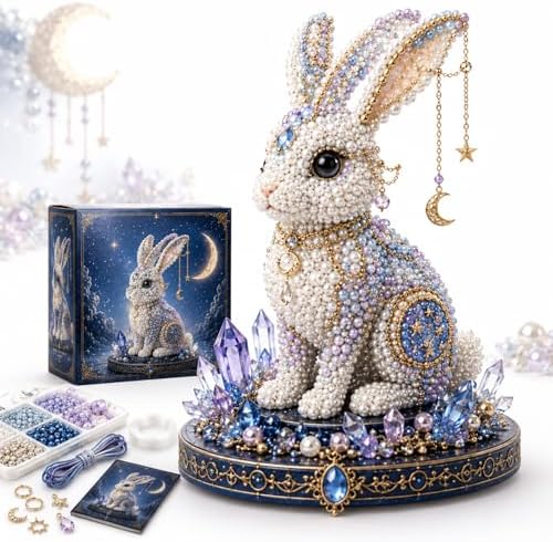 Moon Cat Luna Guardian DIY Bead Kit, Celestial Moon Stars Series, Tiny 3D Beaded Moons Cat Luna Guardian Craft Kit, Handmade Magical Cats Kit for Beginner, Home Decor (B1pc) by Unknown