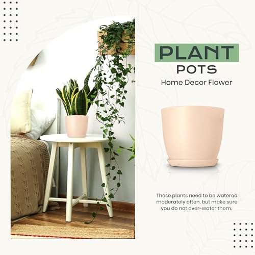 Plant Pots Indoor with Drainage, 10 Pack Multi-Size Planters Set, Pink - Image 4