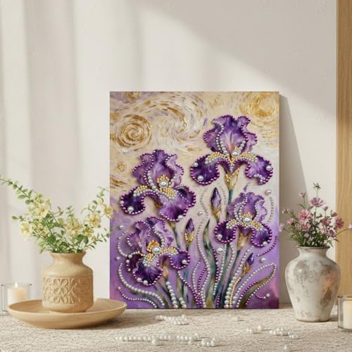DIY Pearl Painting with Frame, Creative Design, Handmade Stress-Relieving Home Wall Decoration, Includes Frame and Tools-Iris-2 - Image 6