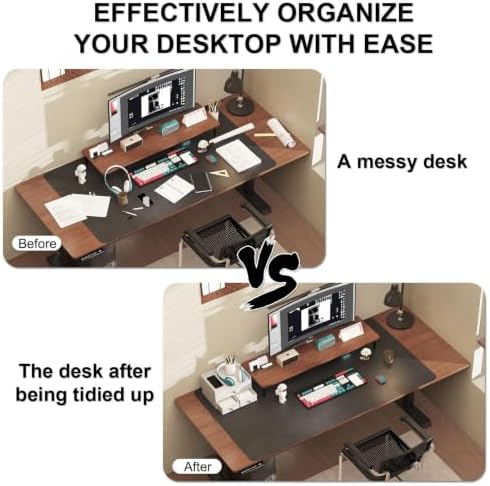 Bamboo Desk Organizer with Drawers,Wooden Desktop Storage(3 Drawers,White) - Image 3