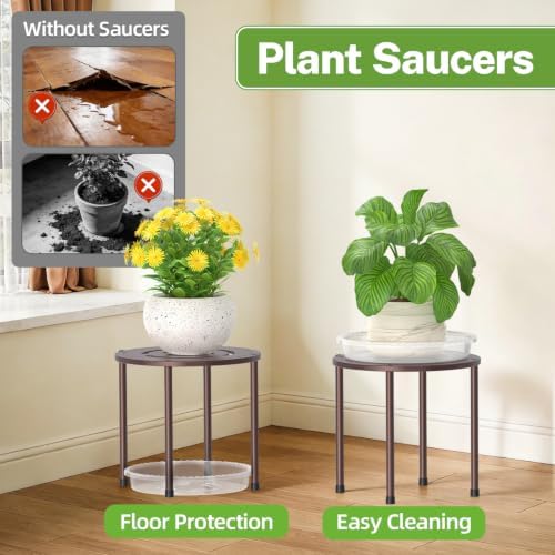 iDavosic.ly 5-Pack Metal Plant Stands with 5 Plant Saucer Tray, 10'' Bronze - Image 4