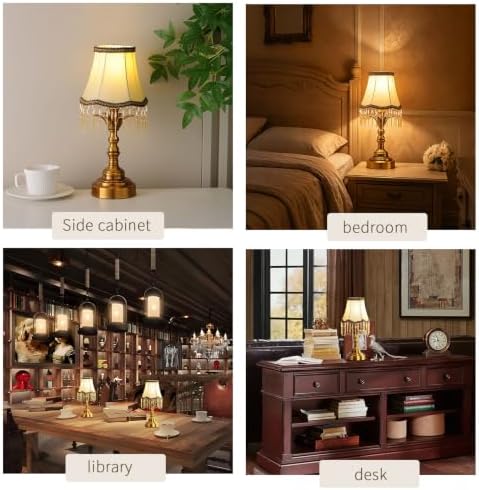 Small Spaces Bedroom Nightstand Dimmable Vintage Mini Table Lamps ，Entry Way Table Home Decor Tabletop LED Desk Light Set of 2-2 PcsTassel - Image 5