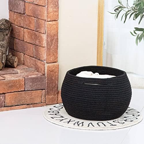 Goodpick Small Rope Storage Basket, Black Round Baskets for Socks, Dog Toys, Towels, Cute Baby Basket for Living Room, Bedroom, Nursery, Towel Baskets for Bathroom, 10 x 8.3 inches (Pack of 2) - Image 7