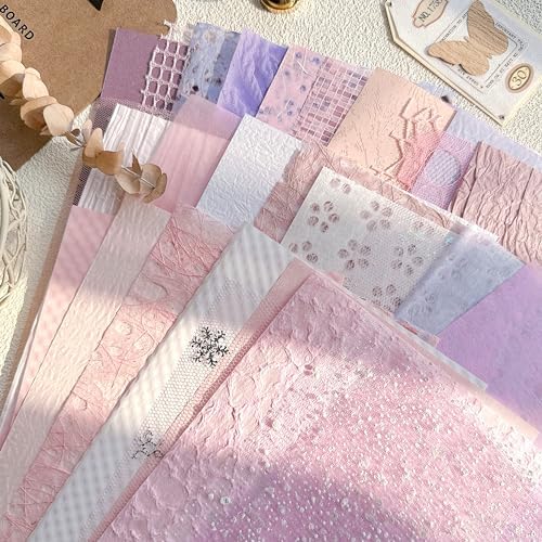 30 Pcs Large A4 Handmade Textured Scrapbook Paper Mesh Journaling Supplies - Image 2