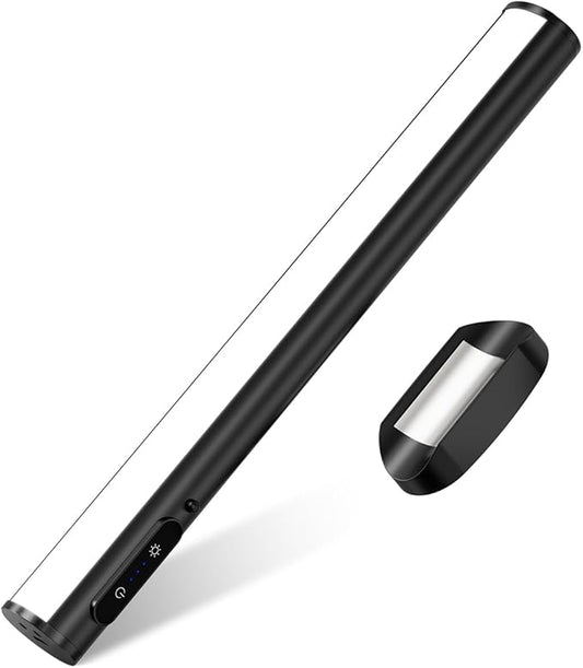 Rechargeable Magnetic LED Light Bar with Remote, Under Cabinet Lighting Wireless, Battery Powered Operated Wall Strip Lights, Dimmable Desk Lamp for Shelf Closet Picture Kitchen - Black