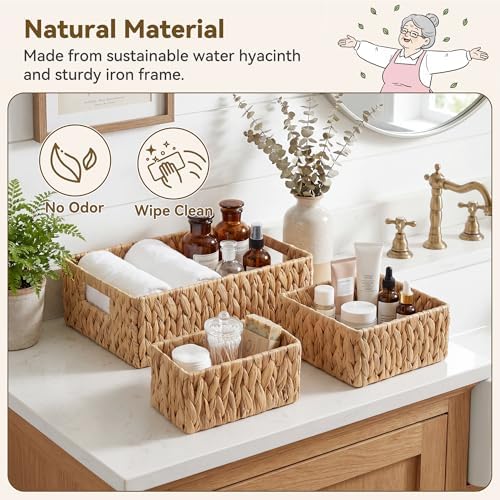 GRANNY SAYS Wicker Baskets for Shelves, Large Water Hyacinth Baskets - Image 4