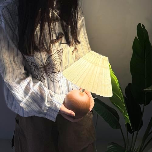 Ceramic Table Lamp for Bedroom, Small Space Pleated Cute Bedside Table Lamp with Switch, Night Light, Decor Desk Lamps for Living Room, Kids Room, Dorm, Office, Nursery with E26 LED Bulb - Image 5