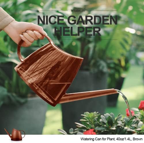 Small Indoor Plant Watering Can Long Spout 1.4L Brown - Image 5