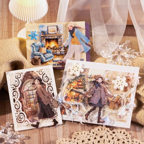Alideco 120pcs Scrapbook Stickers Vintage Winter Fashion Girl Scrapbooking Junk Journal Crafts Embelishment Decoration Stickers (nuandongxuyu) - Image 4