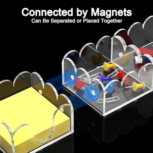 YAGELI Magnetic 3-in-1 Acrylic Sticky Note Holder Dispenser | Modern Desktop Organizer for 3x3 Post It Notes & Memo Pads with Non-Slip Base | for Productive Workspace at Office, Home or School | Clear - Image 4