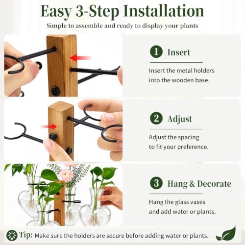 Plant Terrarium Propagation Station with 4 Heart Glass Vases - Transparent - Image 3