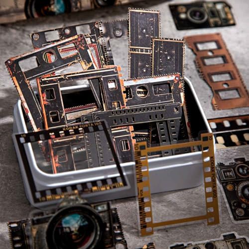 Vilikya 90Pcs Film Scrapbook Stickers Pack for Junk Journal Supplies, Movie-Themed Decoupage Paper for Scrapbooking Kit, PET Film Strip Tape & Photo Frame Cards for Bullet Journaling Decorative - Image 2