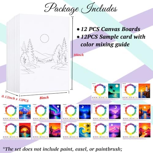 12PCS 8x10IN Pre Drawn Canvas to Paint for Adults Landscape Paint Party - Image 5