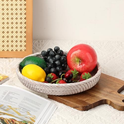 Hipiwe Round Key Basket Bowl for Entryway, 9" Decorative Wicker Rattan Tray - Image 4