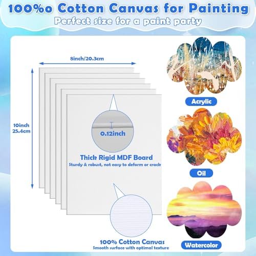 6 Pack Paint and Sip Kit for Adults Girls Night, 8x10In Canvas Painting Kit - Image 2