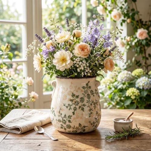 Ceramic Scroll Planter 6.5 Inch, Greenish Brown - Image 5