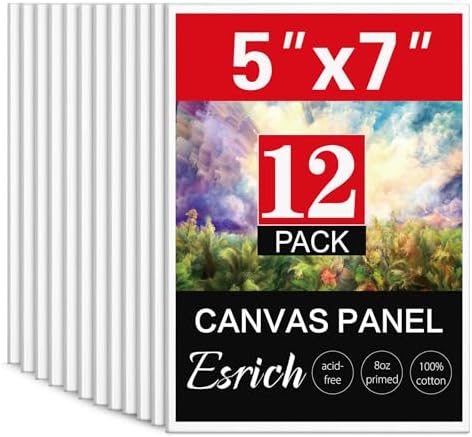 ESRICH 12 Pack 5x7 Small Canvas for Painting, Ideal for Kids & Beginners by ESRICH