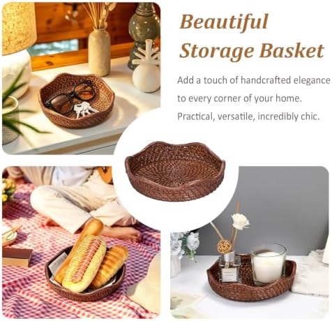 Hipiwe Round Key Bowl Tray Basket For Entryway Table Small Rattan Basket - Image 5