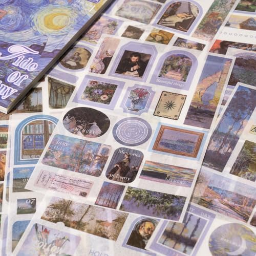 YagCu Vintage Journaling Stickers for Junk Journal, 487 Scrapbooking Sticker and 20 Ephemera Papers for Adults, Washi Materials with Art Famous Paintings - Image 7