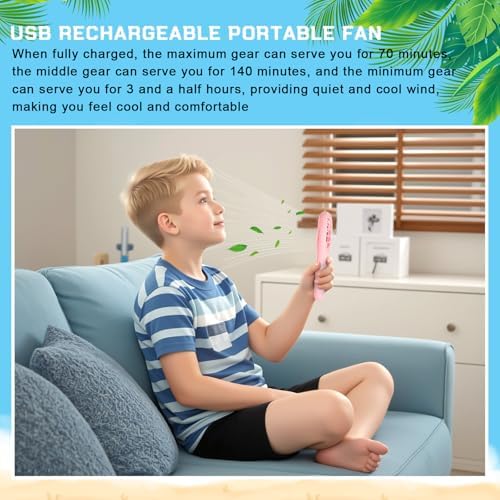 Woanger 12 Pcs Mini Handheld Fan,White, Pink, Blue, Black, Green, Purple - Image 4
