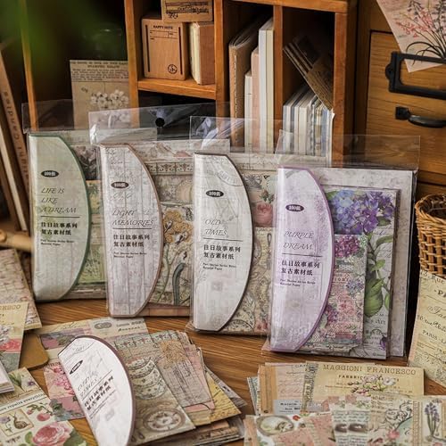 400PCS Vintage Scrapbook Paper Journaling Scrapbooking Supplies Kit Aesthetic Decorative Craft Paper Assorted for Bullet Junk Journals Card Making Craft DIY, Past Stories - Image 2