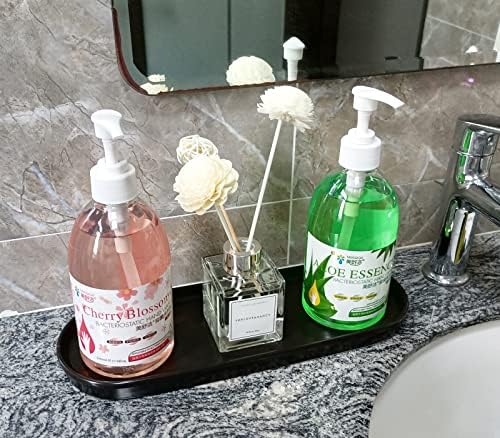 Ceramic Sink Tray, Bathroom Counter Tray, Bathtub Tray, Cosmetics Dish, Candle Tray, Perfume Shampoo Liquid Soap Tray Simple Style Design Suit for Bathroom and Kitchen (2pcs Black) - Image 5
