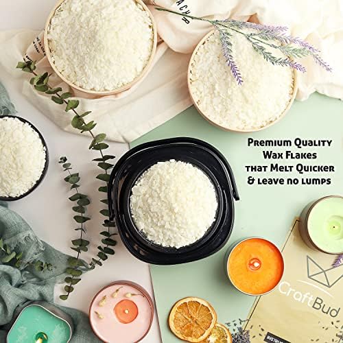 CraftBud Soy Candle Wax for Candle Making – Natural Soy Wax for Candle Making 5 lb Bag, Candle Making Wax, 5 Lbs. Soy Wax Flakes, 100 Candle Wicks, 100 Wick Stickers, and 2 Metal Centering Devices - Image 3
