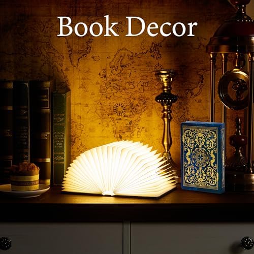 Uniwolk Book Lovers Gifts BookLamp - 5 Color Lights, 1200mah Battery, Foldable Paper Lamp as Book Decor & Accessories, Hot Foil Cover Design, Unique Gifts for Women or Friends & Christmas - Image 5