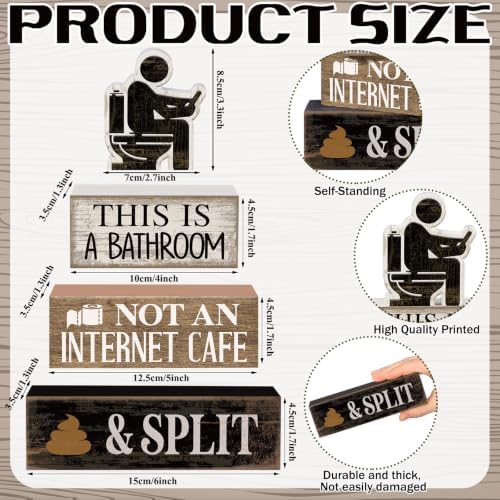 Moucuny 4 Pcs Funny Bathroom Sign, This Is A Bathroom Not An Internet Cafe - Image 3