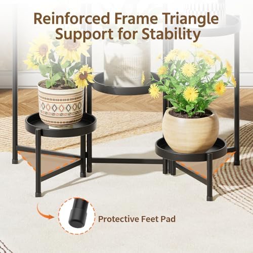 LASZOLA Plant Stand Indoor with 10 Inch Large Metal Tray, 6 Tier Black - Image 5