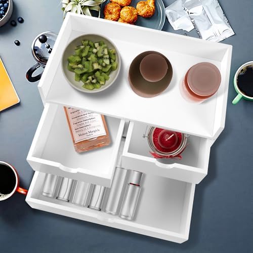 Charmewooden Bamboo Desk Organizer With Drawers Countertop Drawers Counter Storage Box Corner Desk Organizer for Home Office No Assembly Required - Image 6