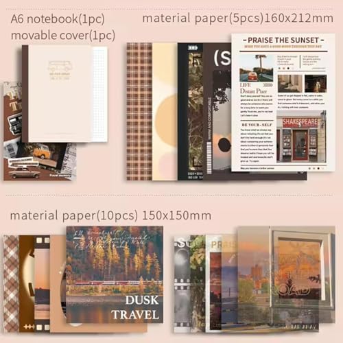 ATIRAMANIYA 346pcs Vintage Scrapbook Kit Aesthetic Junk Journal Set with Stickers, Washi Tape, A6 Notebook & Decorative Paper, All-in-One Scrapbook Kit Stationery (Time Traveler) - Image 2