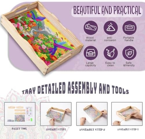 EWJRNSF Hummingbird Diamond Art Tray DIY Kit for Adults Decor 7.8×11.8 in - Image 3