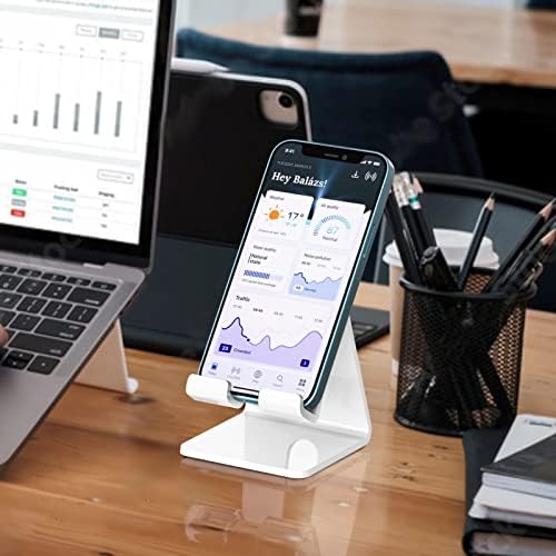 Crpich Acrylic Cell Phone Stand, Portable Phone Holder, White Phone Stand for Desk, Compatible with Phone16 15 14 13 12 Pro Max Mini 11 Plus, Switch, Android Smartphone, Pad, Tablet, Desk Accessories - Image 6