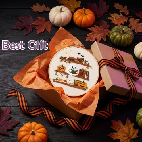 Nuberlic Halloween Ghost Reading Embroidery Kit for Beginners - Image 6