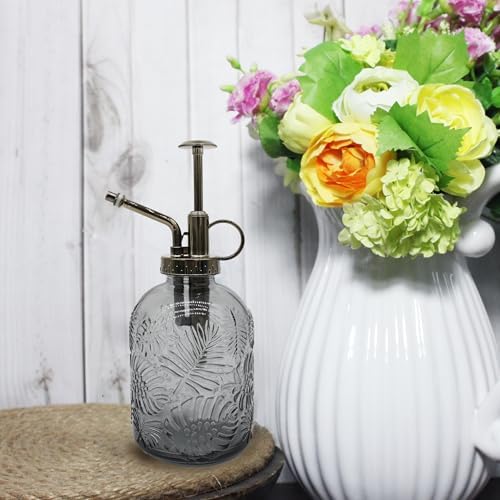 Glass Plant Mister Spray Bottle, 350ML Vintage Plant Spritzer, Succulent Watering Bottle Glass with Top Pump, Small Plants Sprayer Watering Can for Indoor (Gray) - Image 4