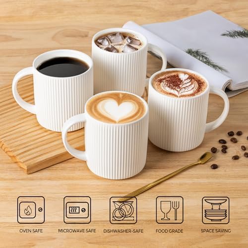 theterra Ceramic Coffee Mugs Set of 6, 14.2 oz Coffee Cups with Handle - Image 4