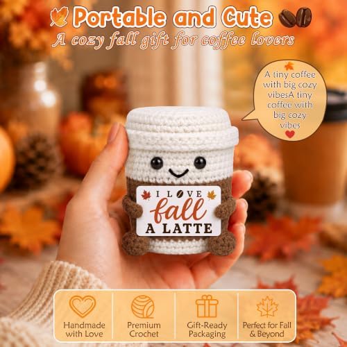 Fall Gifts for Women Men Boss Coworker, Fall Basket Crochet Coffee Mug Cup - Image 2