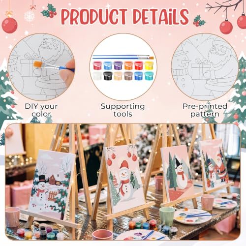 Blosssound 10 Set Pre Printed Canvas for Painting 5x7", Pink Snowman - Image 4