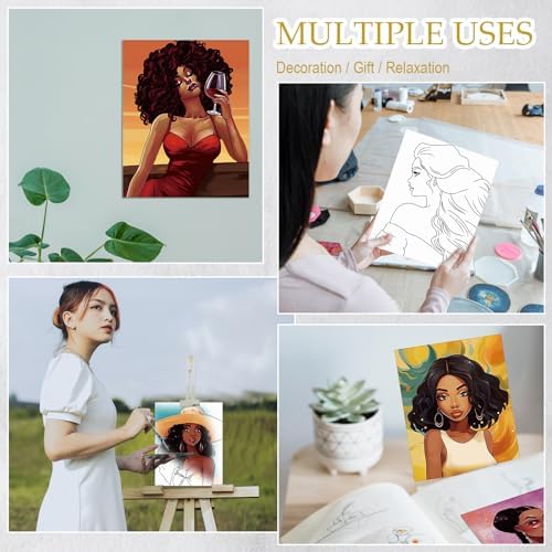 Ctosree 12 Pcs Pre Drawn Canvas for Painting,Elegant Lady,8 x 10 Inch - Image 5