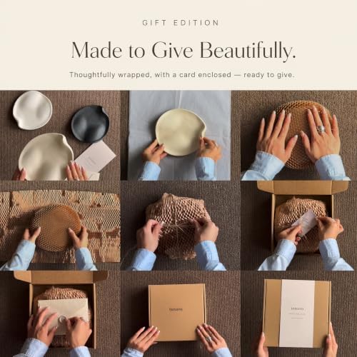 Ceramic Jewelry Dish, 6.3 in, Gift Box and Card, Charcoal Black - Image 2