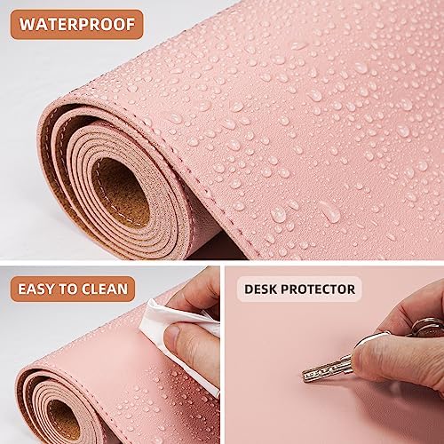 AFIING Leather Desk Pad Protector, Pink, 23.6" x 13.7" - Image 4